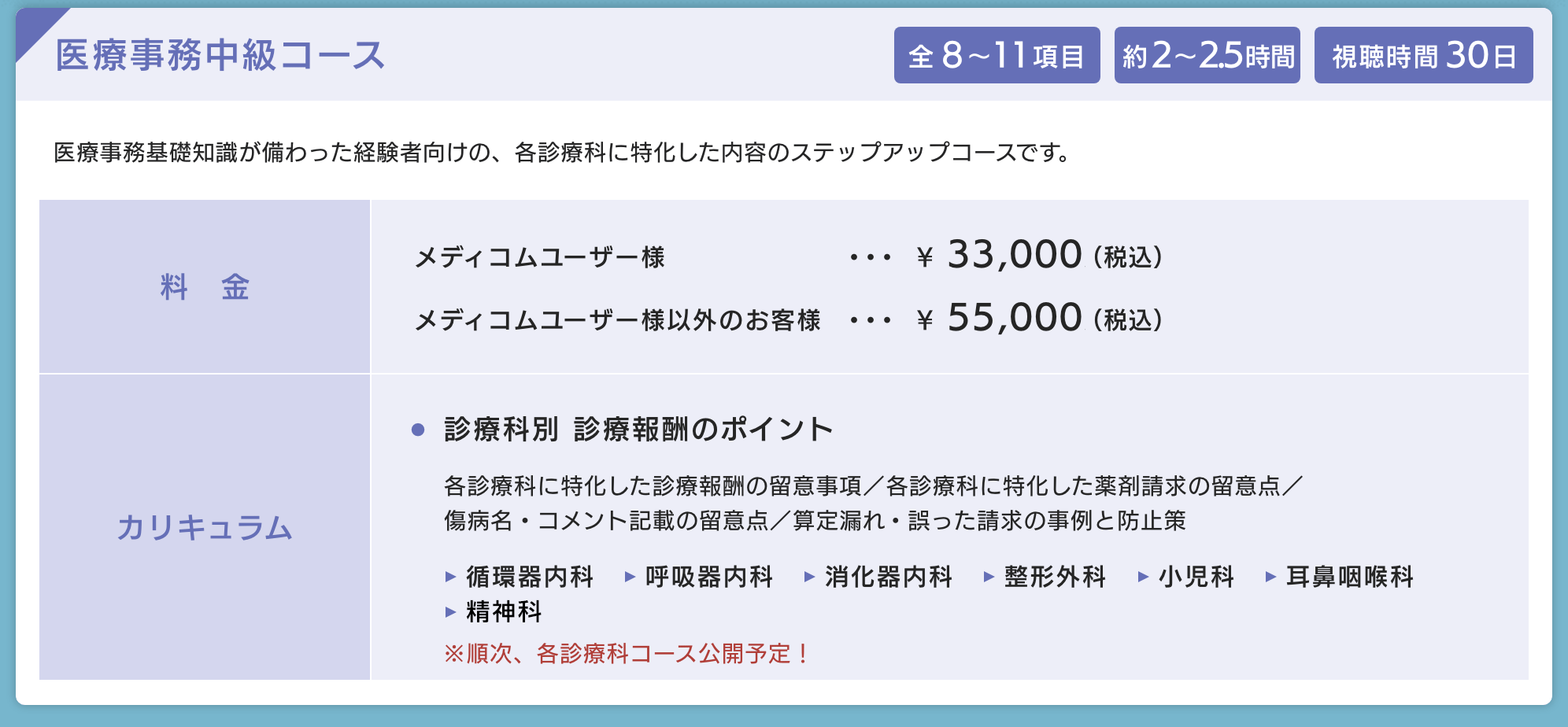 医療事務中級コース