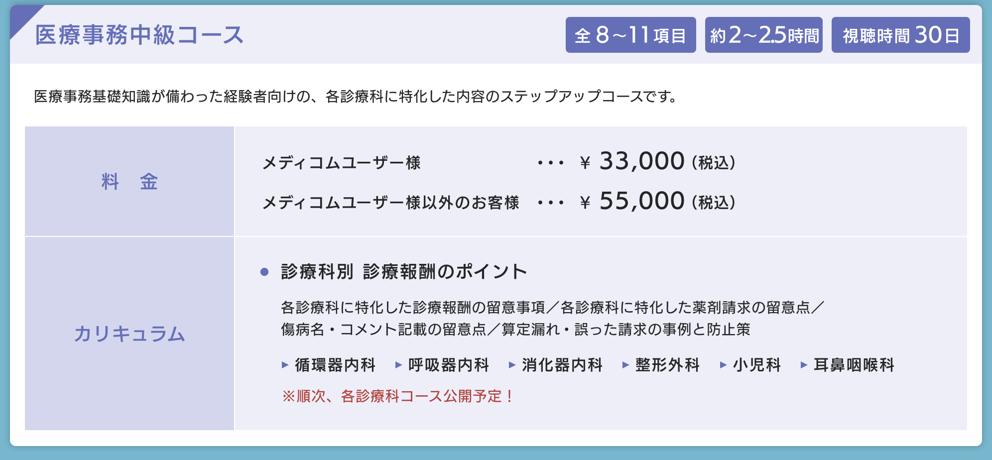 医療事務中級コース